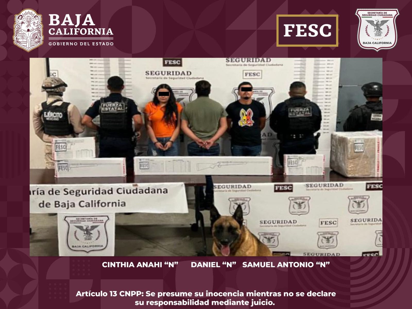 DECOMISAN FESC Y SEDENA ARMAS DE FUEGO Y MÁS DE 2 MIL CARTUCHOS ÚTILES; LOGRAN DETENER A TRES PERSONAS