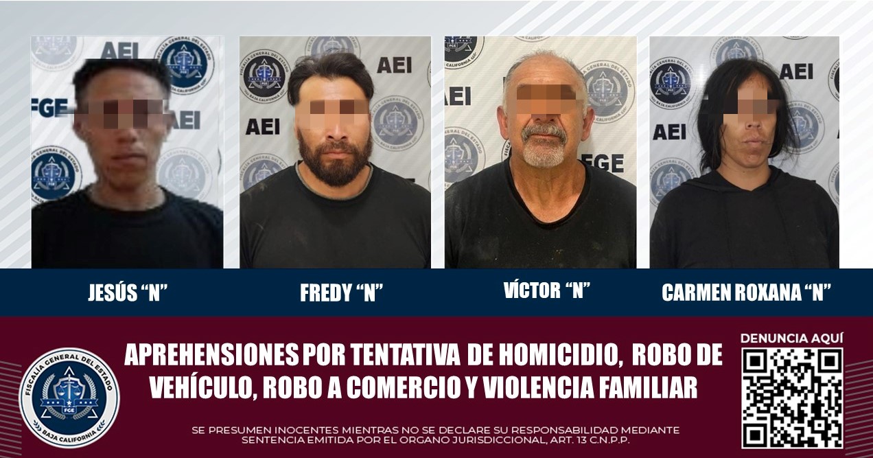 Detiene la FGE a cuatro personas que contaban con orden de aprehensión