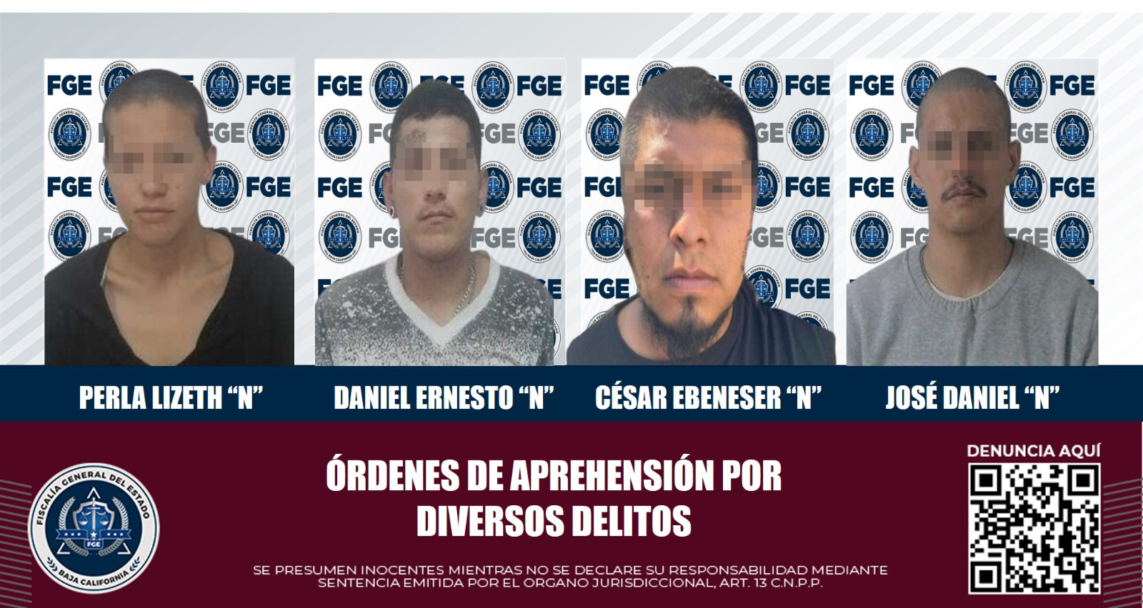 Agentes estatales de investigación capturan a cuatro personas con orden de aprehensión en Tecate