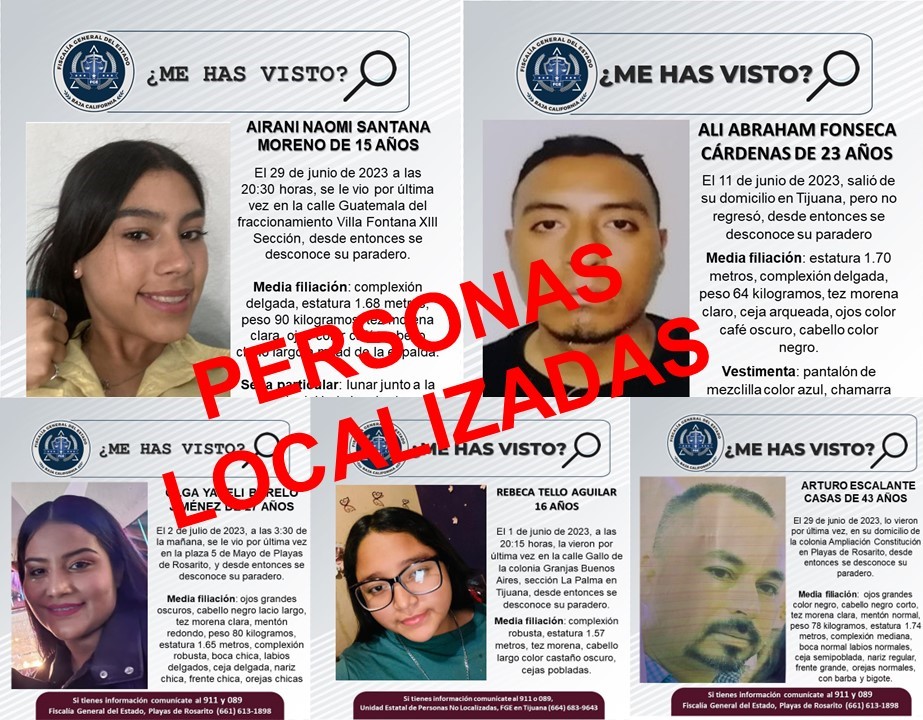 FGE localiza a cinco personas que contaban con reporte de búsqueda