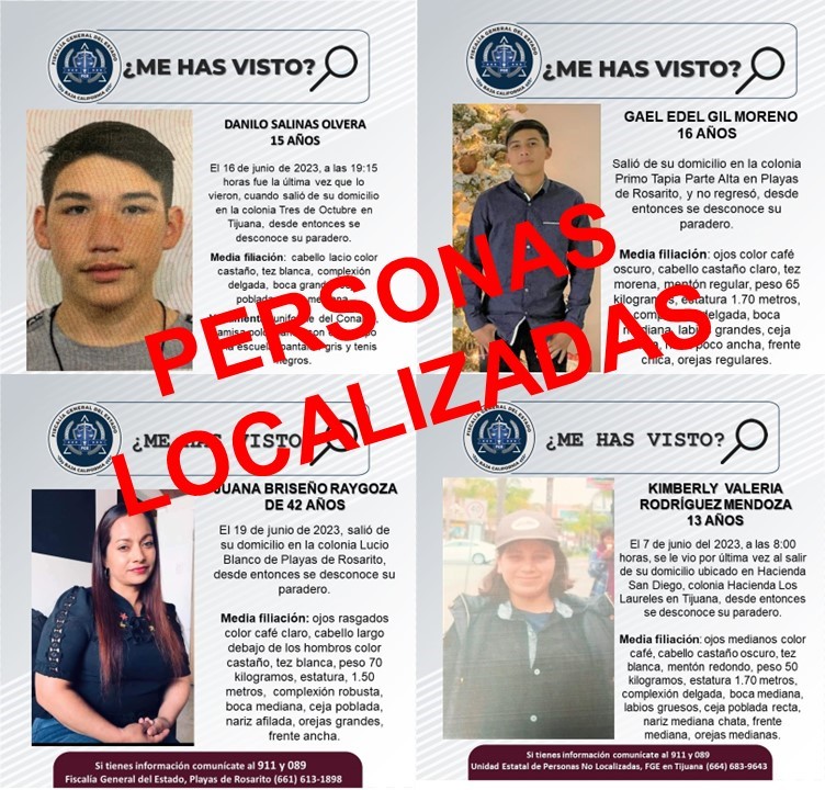 FGE localiza a cuatro personas que contaban con reporte de búsqueda