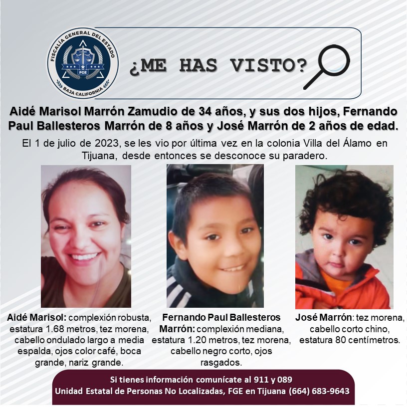 Servicio Social: Se busca Aidé Marisol Marrón Zamudio de 34 años y sus dos hijos de 8 y 2 años de edad