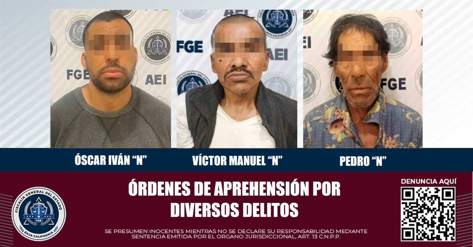 Tres sujetos con orden de aprehensión quedan a disposición de un juez