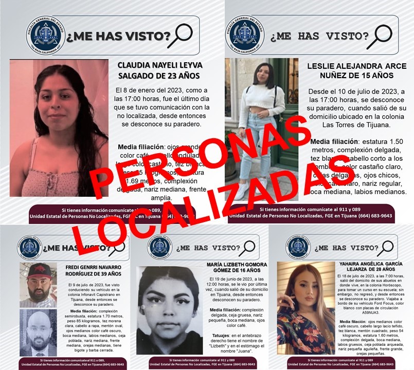 FGE localiza a cinco personas que contaban con reporte de búsqueda