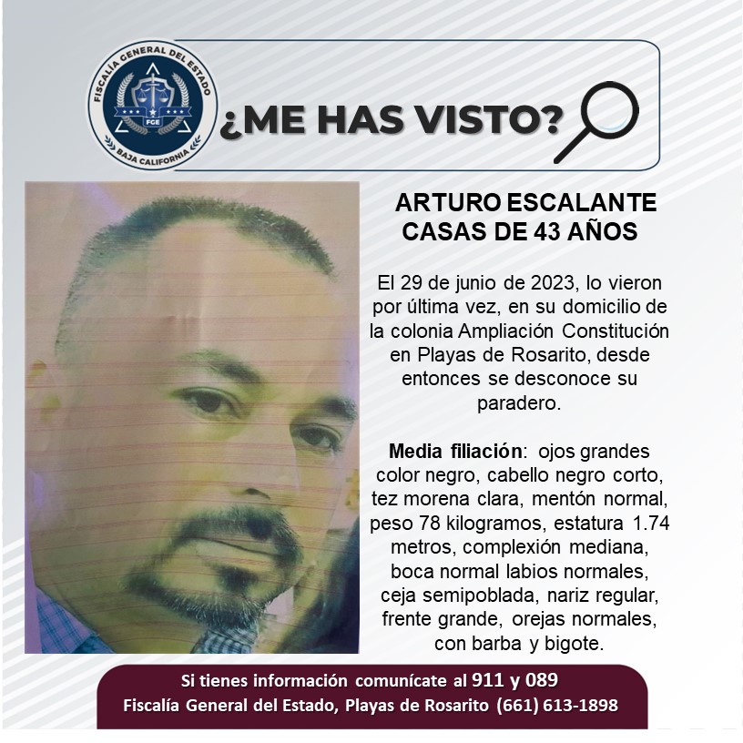 Servicio social: Se busca a Arturo Escalante casas de 43 años