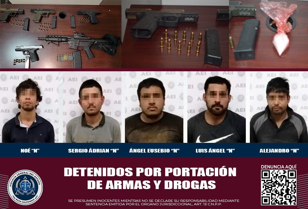 Acciones efectivas en San Quintín; Se detiene a grupo de 5 criminales con armas largas y droga: Carpio Sánchez