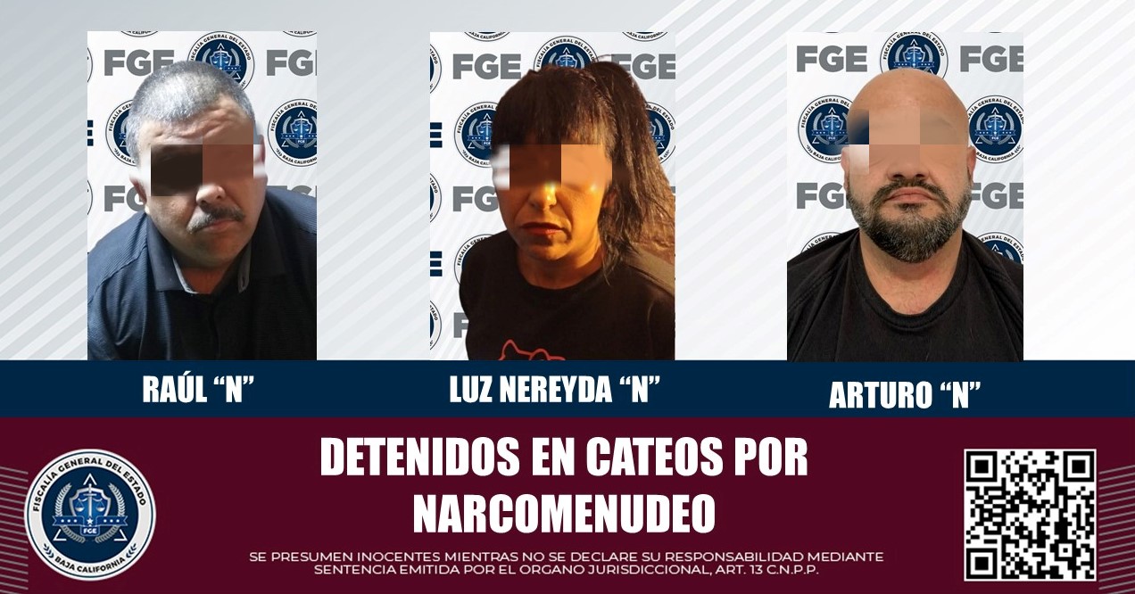 Tres detenidos en cateos por narcomenudeo