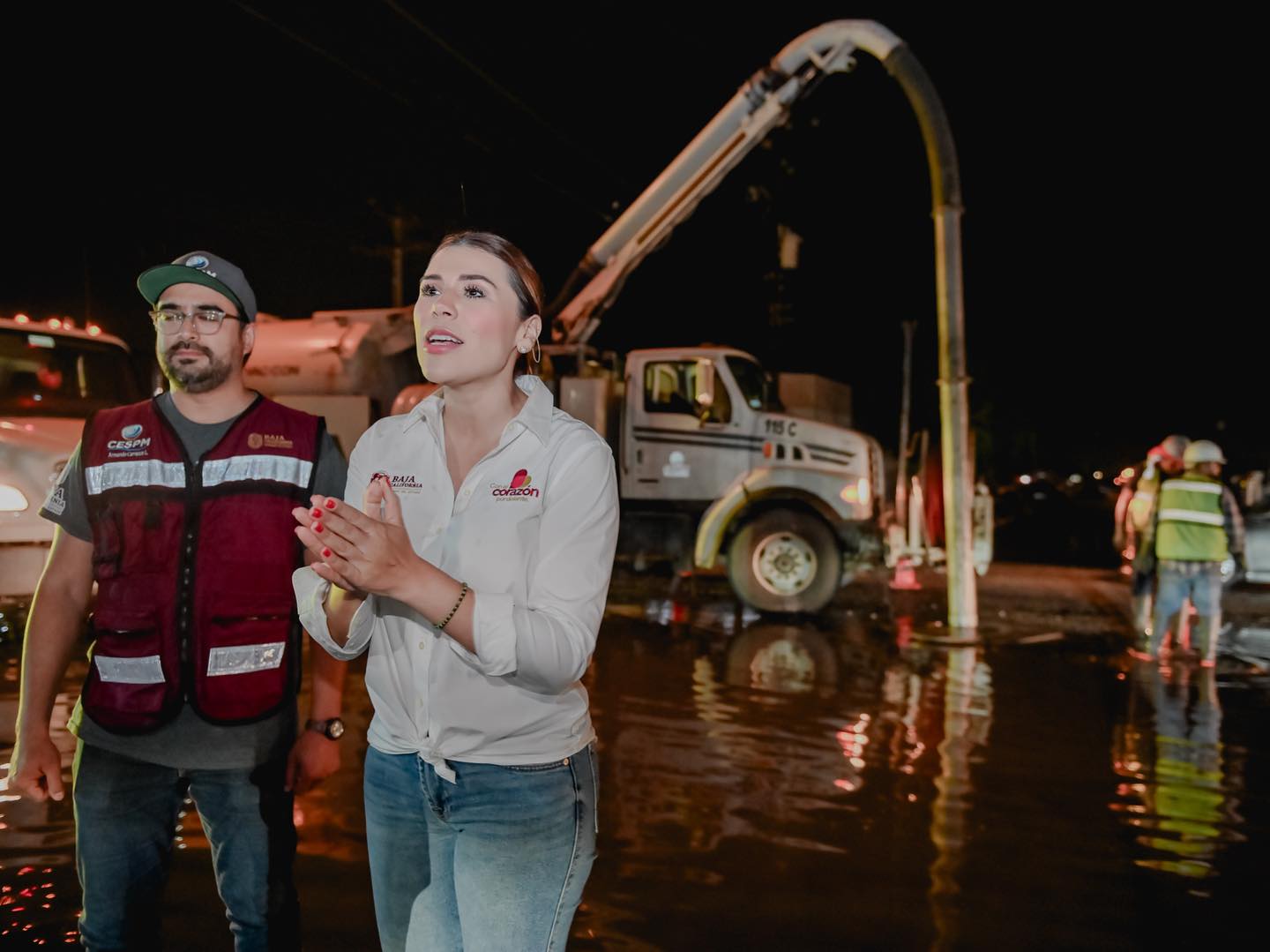 Marina del Pilar tras el paso de la tormenta “Hilary” realiza recorrido por la zonas afectadas