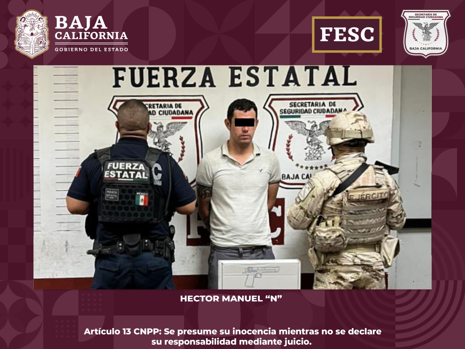 ASEGURAN A CUATRO HOMBRES CON ARMAS DE FUEGO EN MEXICALI Y ENSENADA