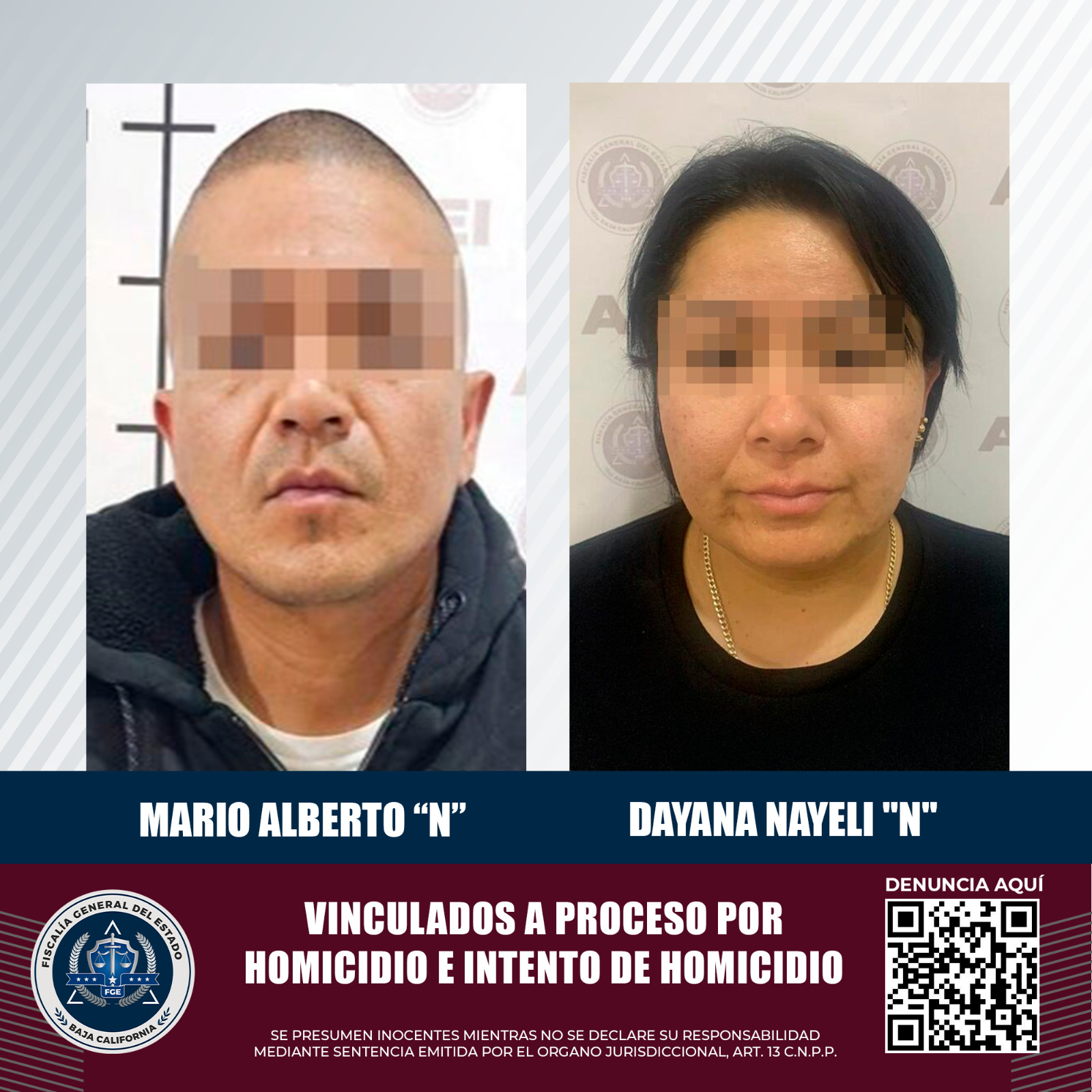 Bajo proceso penal pareja señalada de homicidio e intento de homicidio; Se encuentran en prisión