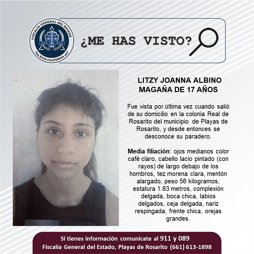 Servicio Social: Se busca a Litzy Joanna Albino magaña de 17 años