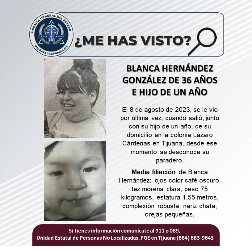 Servicio Social: Se busca a Blanca Hernández González de 36 años e hijo de un año