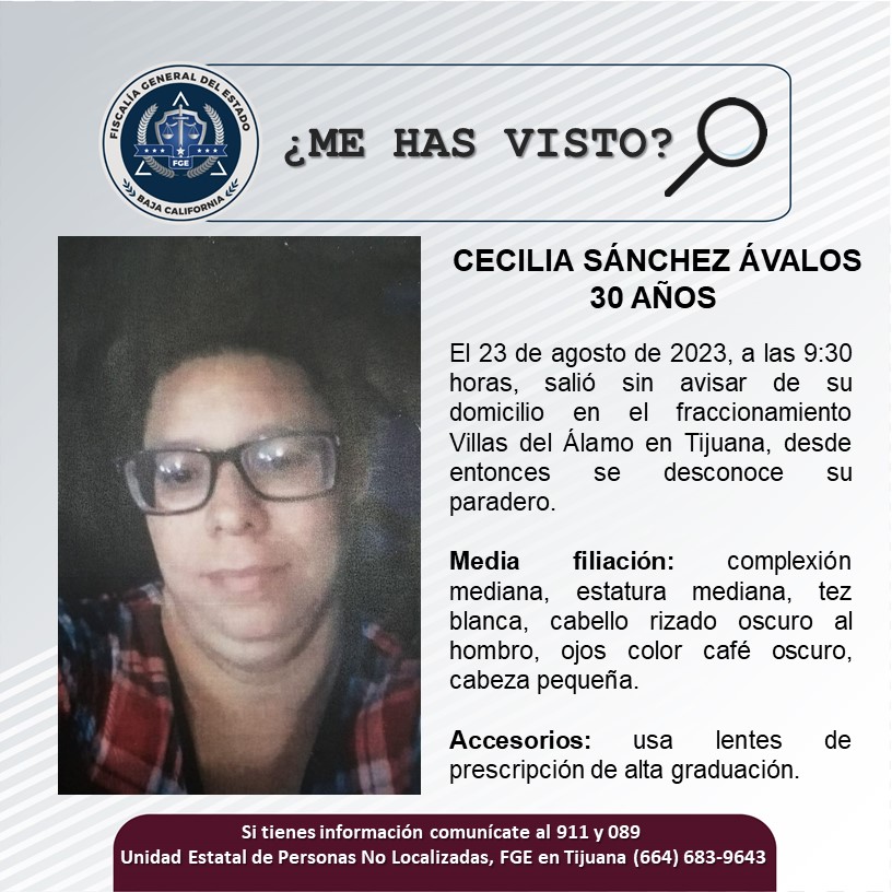 Servicio Social: Se busca a Cecilia Sánchez Avalos de 30 años