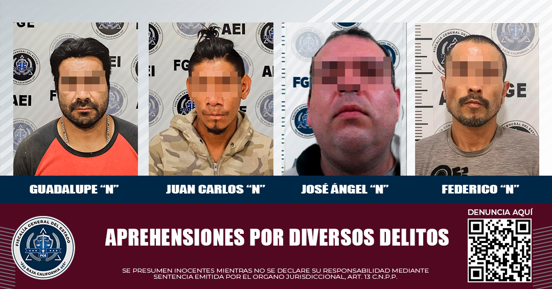 Son detenidos cuatro sujetos por contar con orden de aprehensión