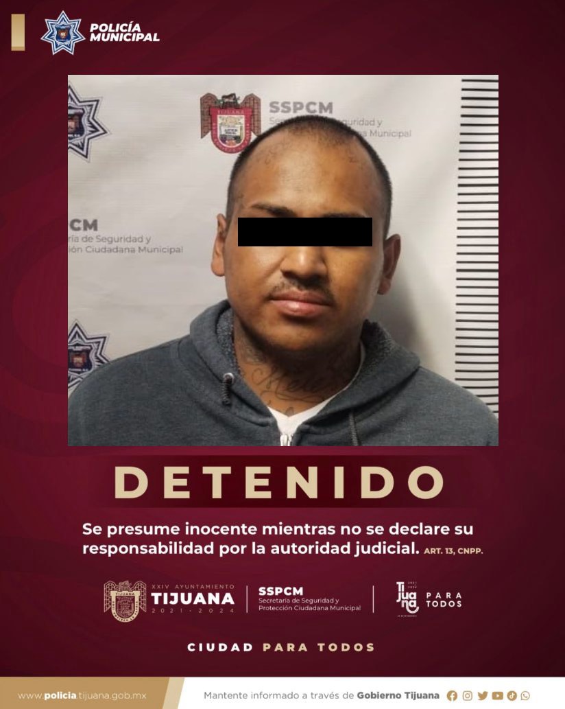 Policía Municipal de Tijuana detiene a reo que se fugó del “Complejo penitenciario el hongo”