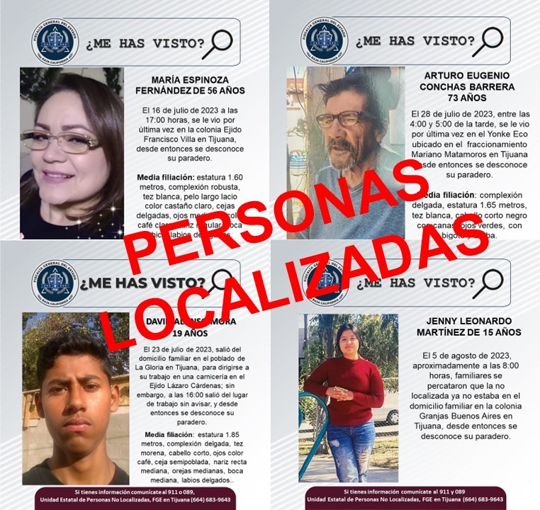 FGE localiza a cuatro personas reportadas como desaparecidas