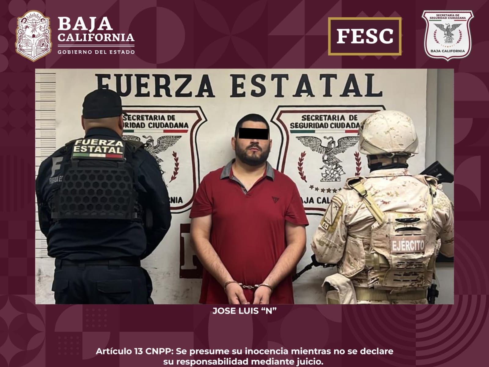 ASEGURA FUERZA ESTATAL A CINCO HOMBRES CON MANDATOS JUDICIALES ACTIVOS EN BAJA CALIFORNIA