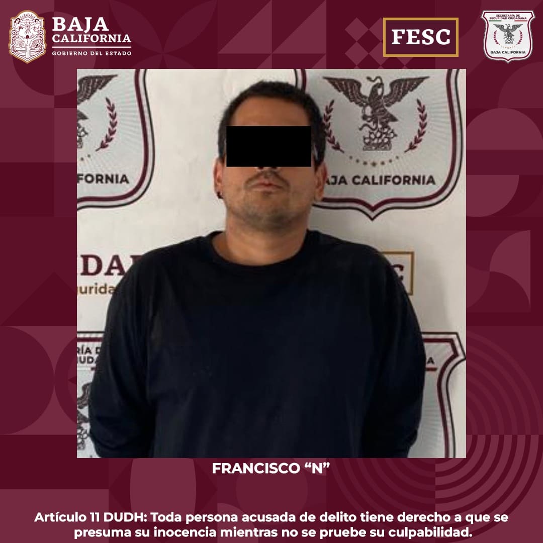 DETIENE ENLACE INTERNACIONAL DE LA FESC A FUGITIVO ESTADOUNIDENSE EN ENSENADA