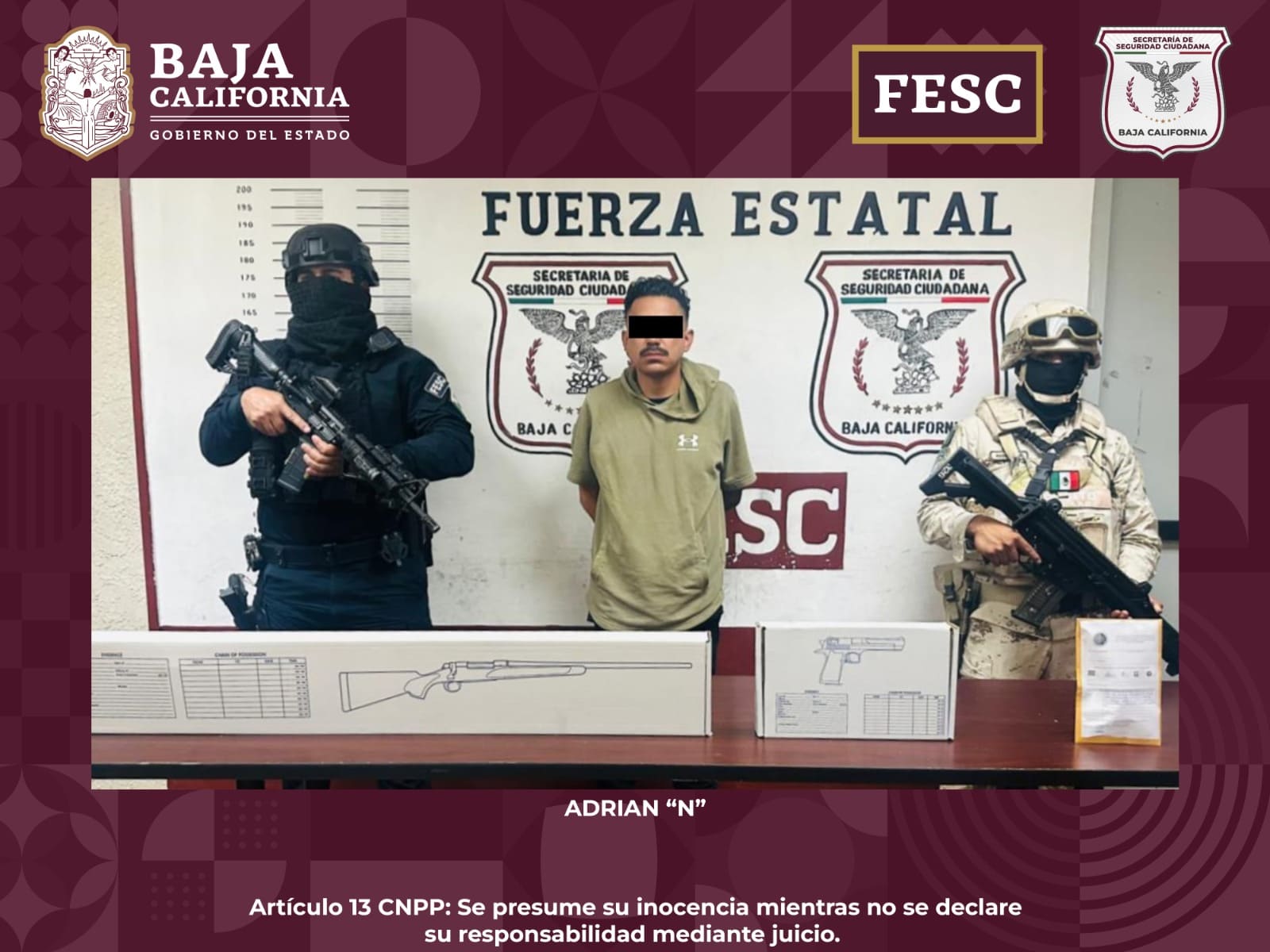 DETIENEN FESC Y SEDENA EN VALLE DE MEXICALI A HOMBRE ARMADO