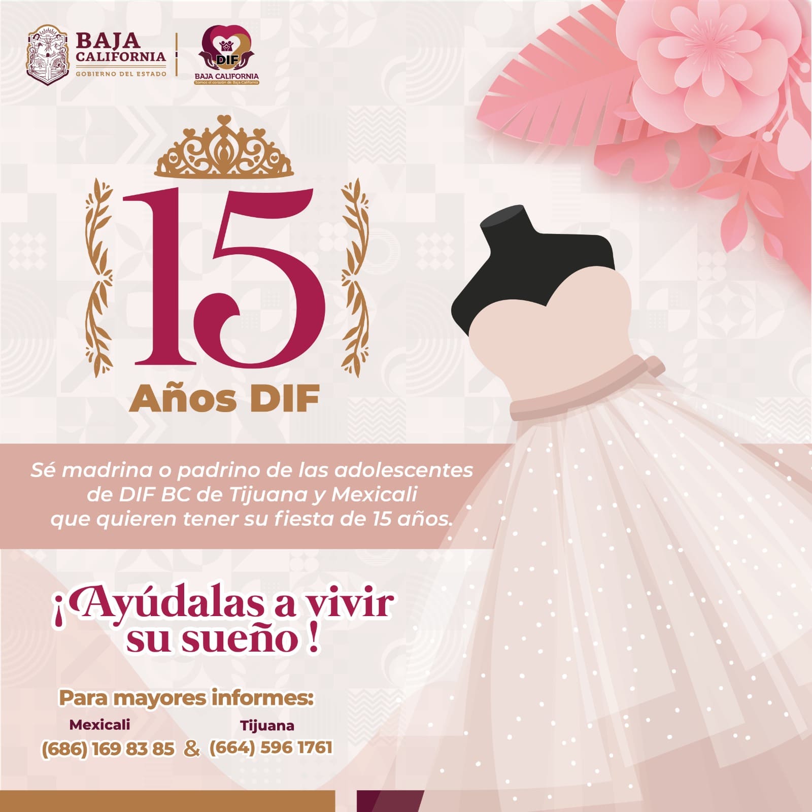 INVITA DIF BC A SUMARSE COMO MADRINAS Y PADRINOS DE XV AÑOS PARA ADOLESCENTES DE ALBERGUES TEMPORALES