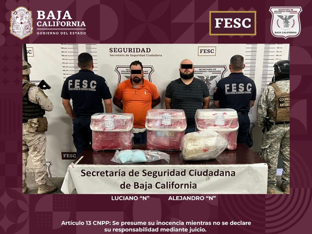 Aseguran FESC y SEDENA cerca de 70 kg de fentanilo y detienen a dos personas