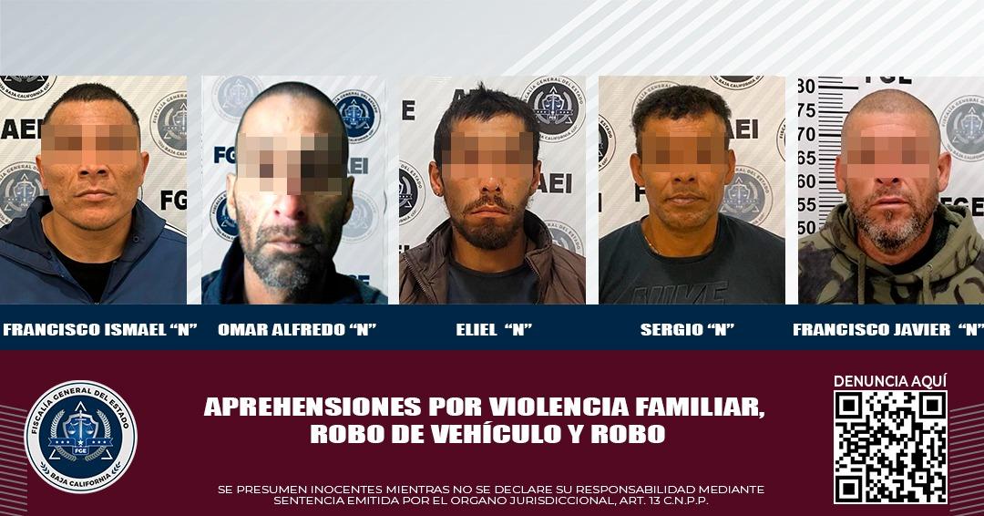 Quedan detenidos cinco hombres con orden de aprehensión