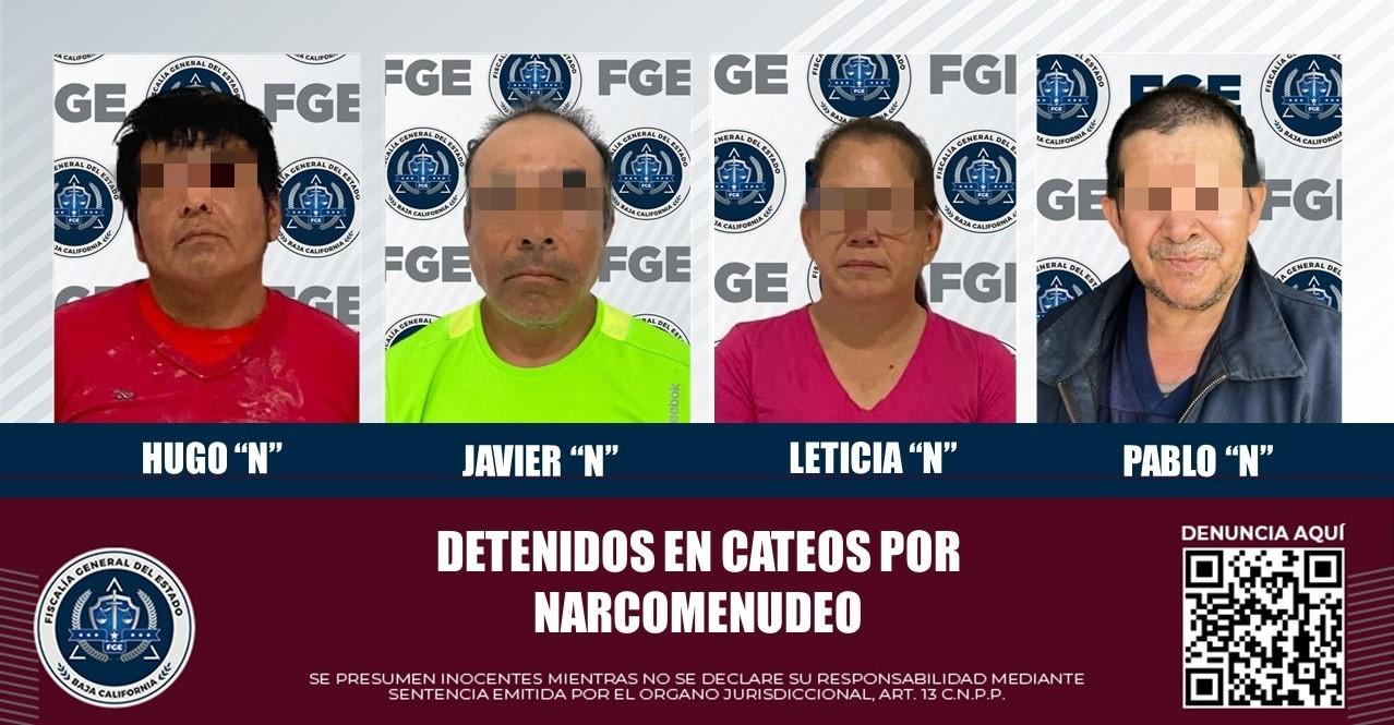 Fiscalía General del Estado detiene a cuatro personas en cateos por narcomenudeo en Tijuana y Playas de Rosarito