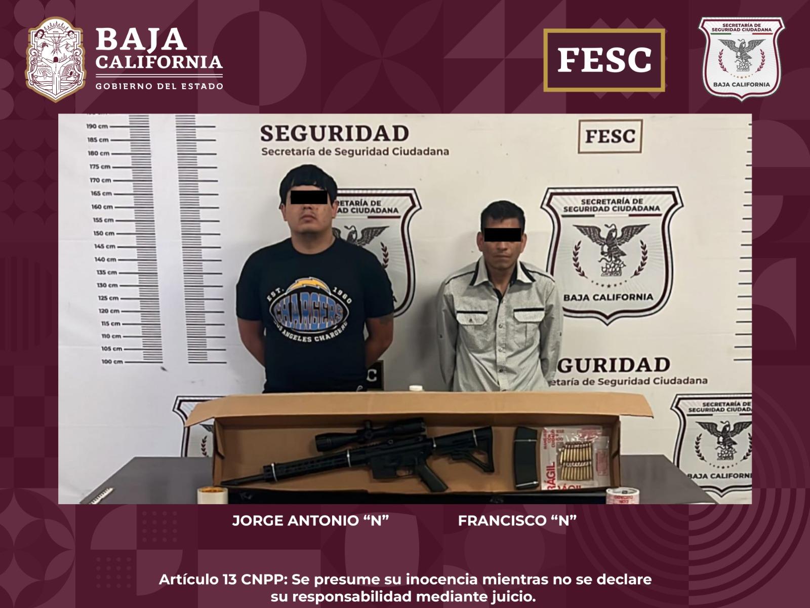 Detiene fuerza estatal a dos presuntos generadores de violencia; Les decomisa un arma de fuego larga