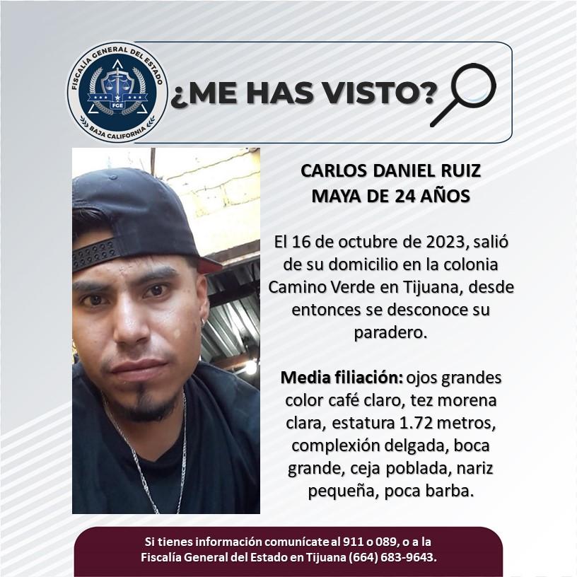 Servicio social: Se busca a Carlos Daniel Ruiz Maya de 24 años