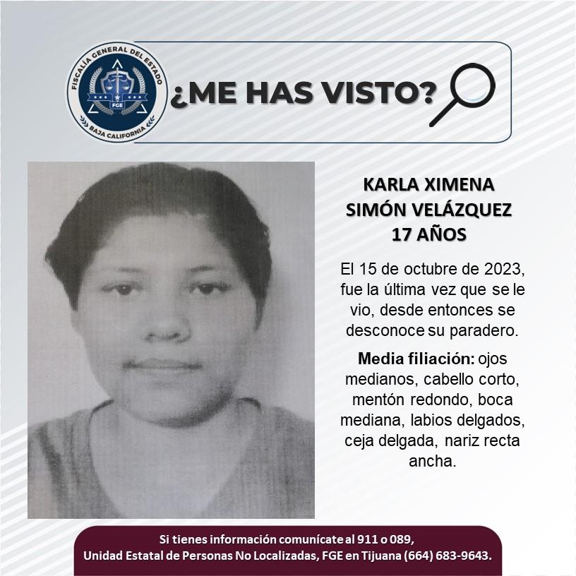 Servicio social: Karla Ximena Simón Velázquez de 17 años