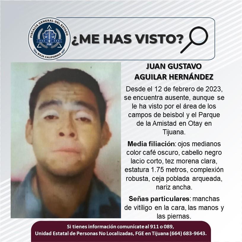 Servicio social: Se busca a Juan Gustavo Aguilar Hernández