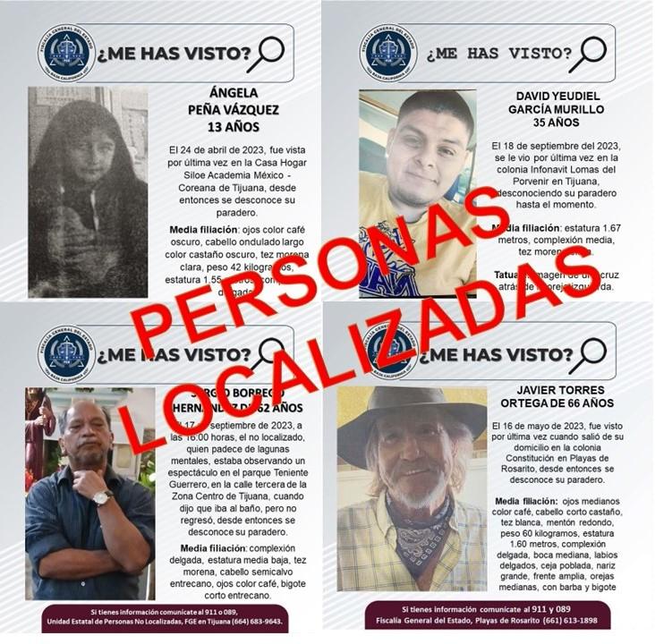 FGE localiza a cuatro personas reportadas como desaparecidas