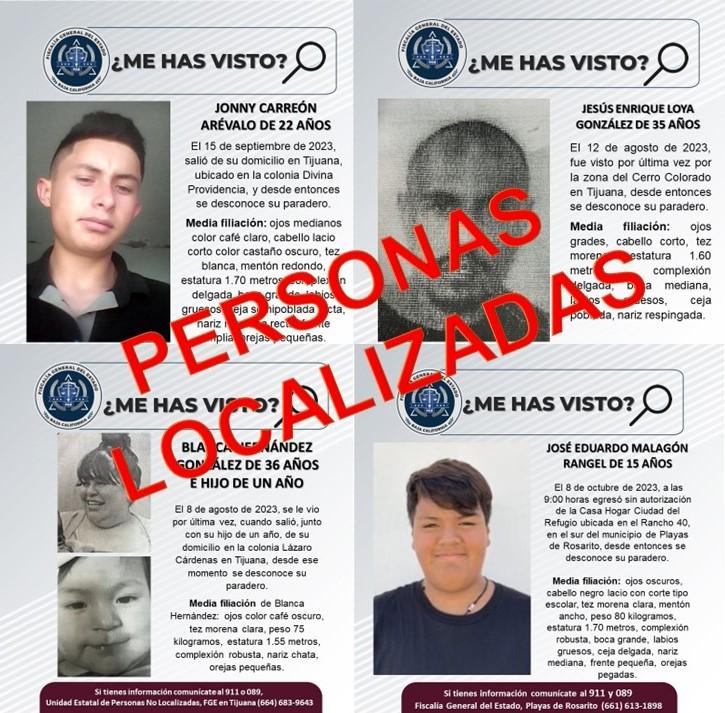 FGE localiza a cinco personas reportadas como desaparecidas