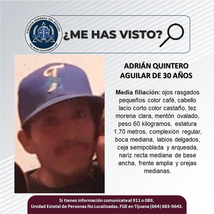 Servicio social: Se busca a Adrián Quintero Aguilar de 30 años