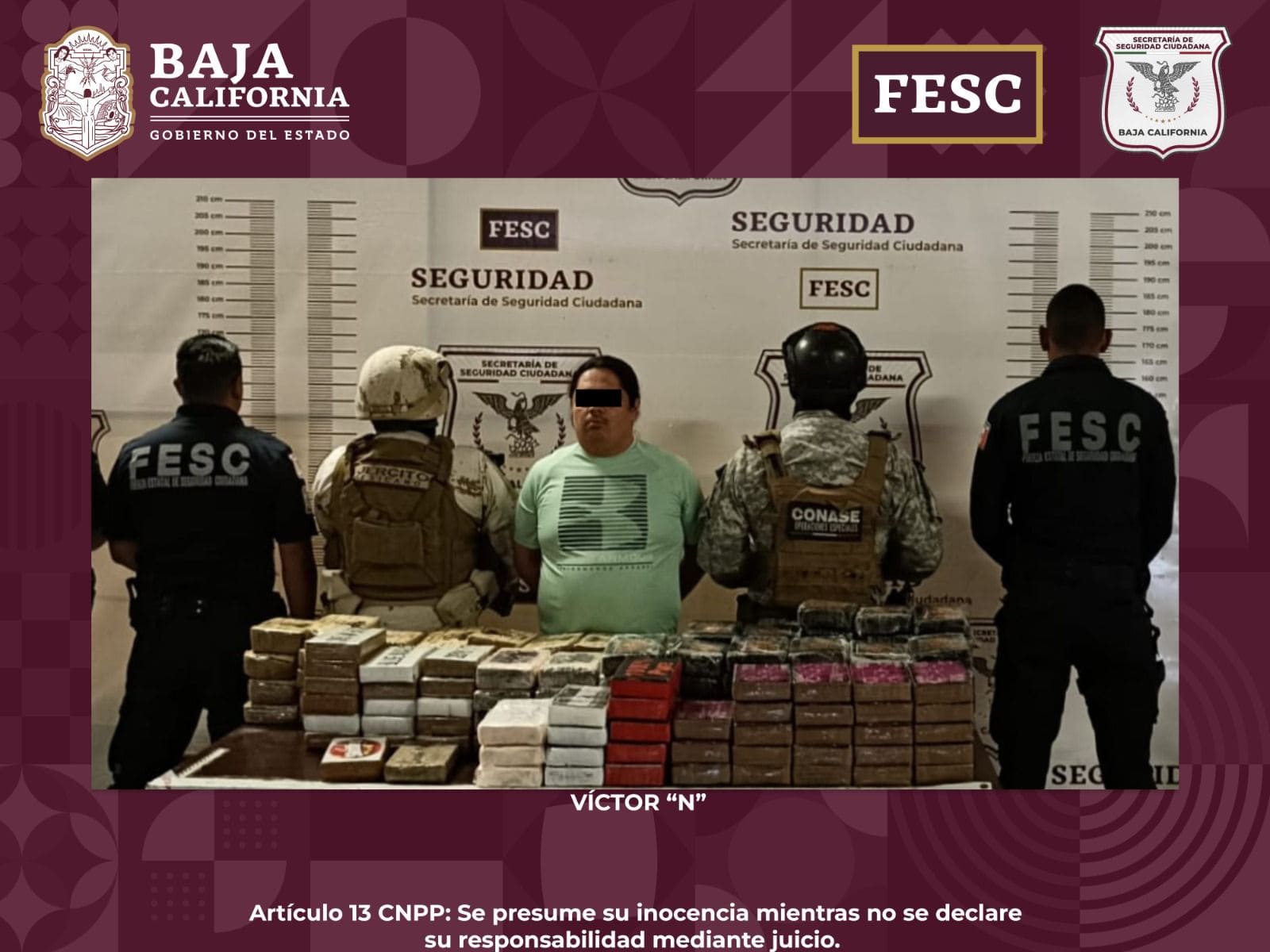 ASEGURAN FESC Y SEDENA A 5 PERSONAS CON MÁS DE 200 PAQUETES DE COCAÍNA Y FENTANILO