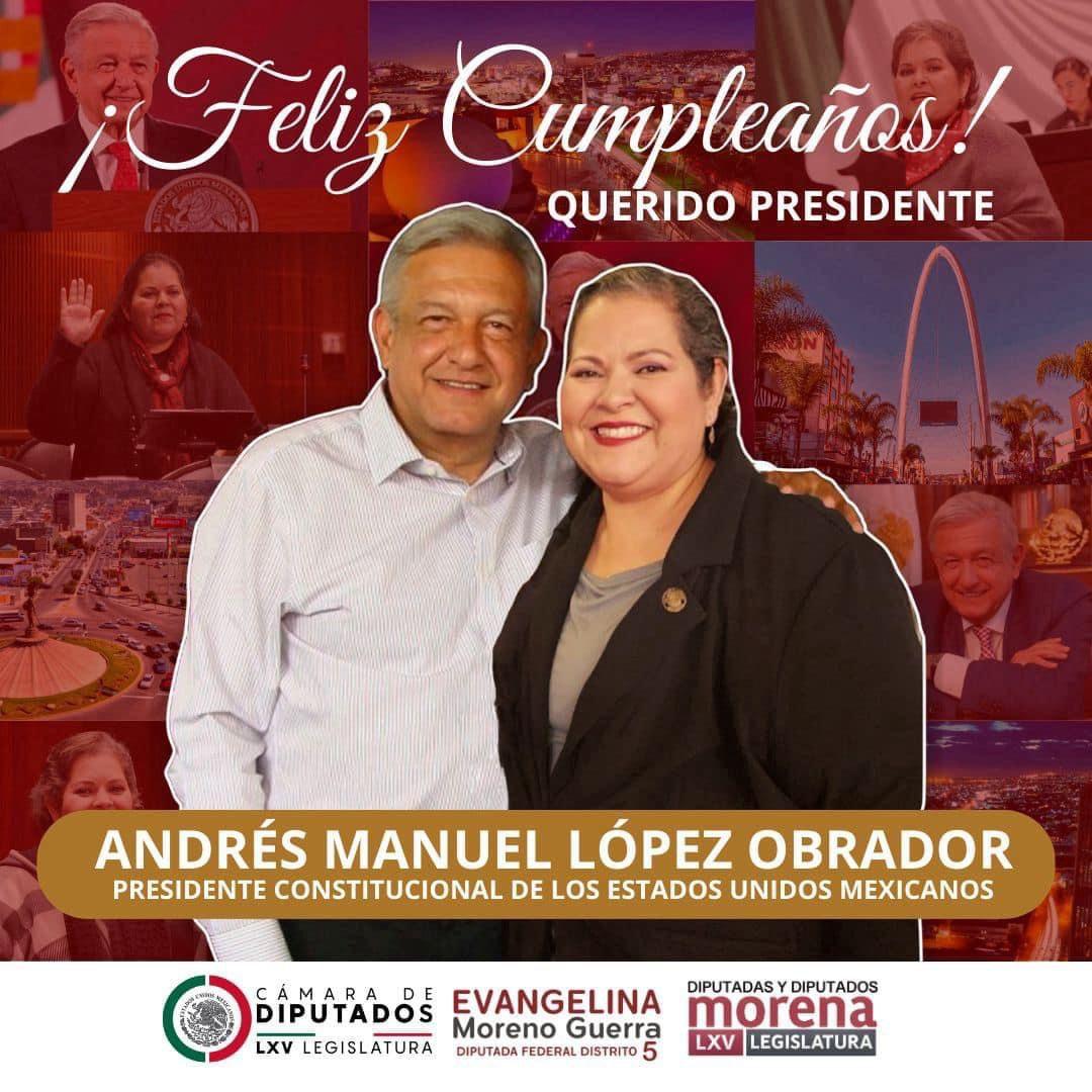 Evangelina Moreno felicitó a AMLO por su cumpleaños