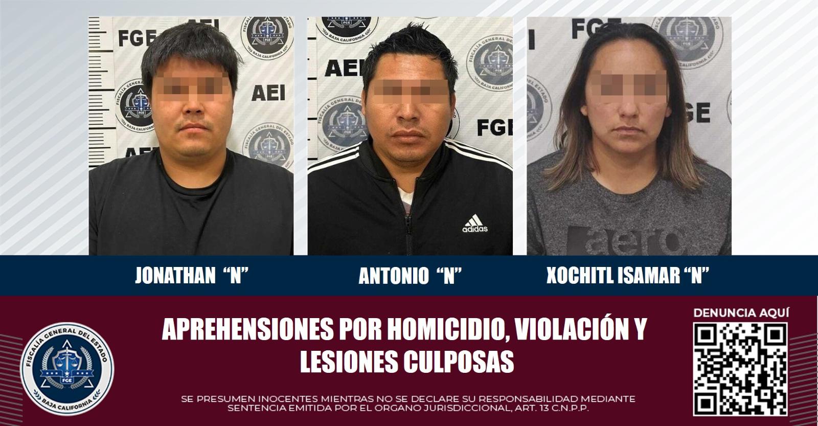 Agencia Estatal de investigación cumplimenta órdenes de aprehensión por homicidio, violación y lesiones