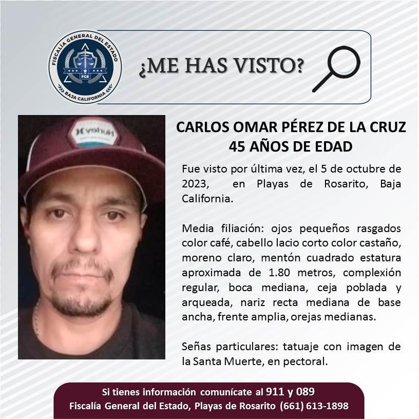 Servicio social: Se busca a Carlos Omar Pérez de la Cruz, 45 años