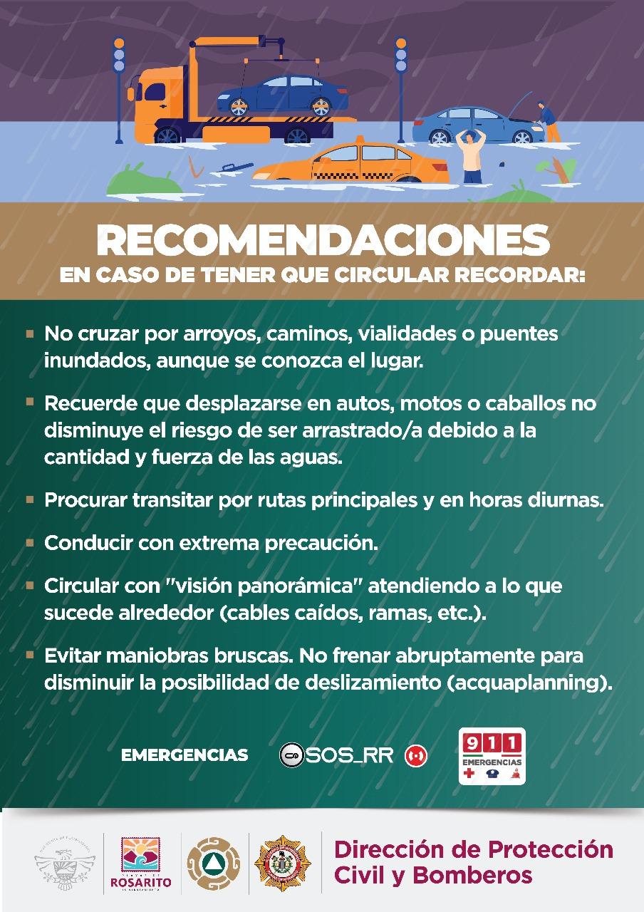 Anuncia Protección Civil Rosarito lluvias para mañana viernes en la ciudad