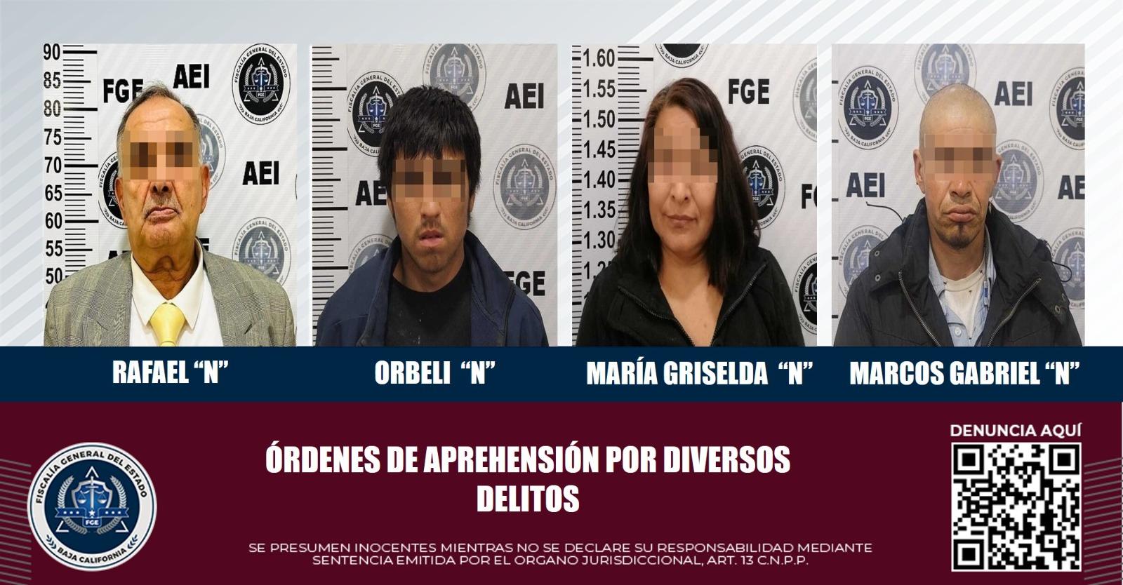 Tres hombres y una mujer detenidos con orden de aprehensión: FGE