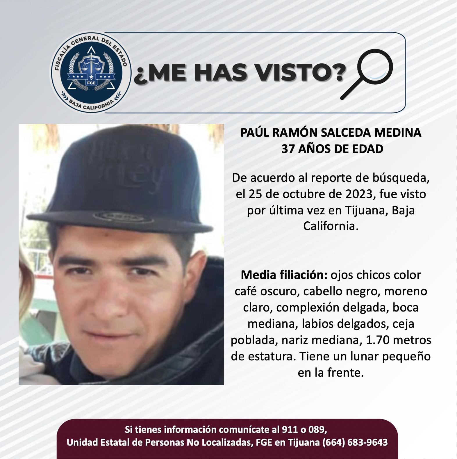 Servicio social: Se busca a Paúl Ramón Salceda Medina, de 37 años de edad