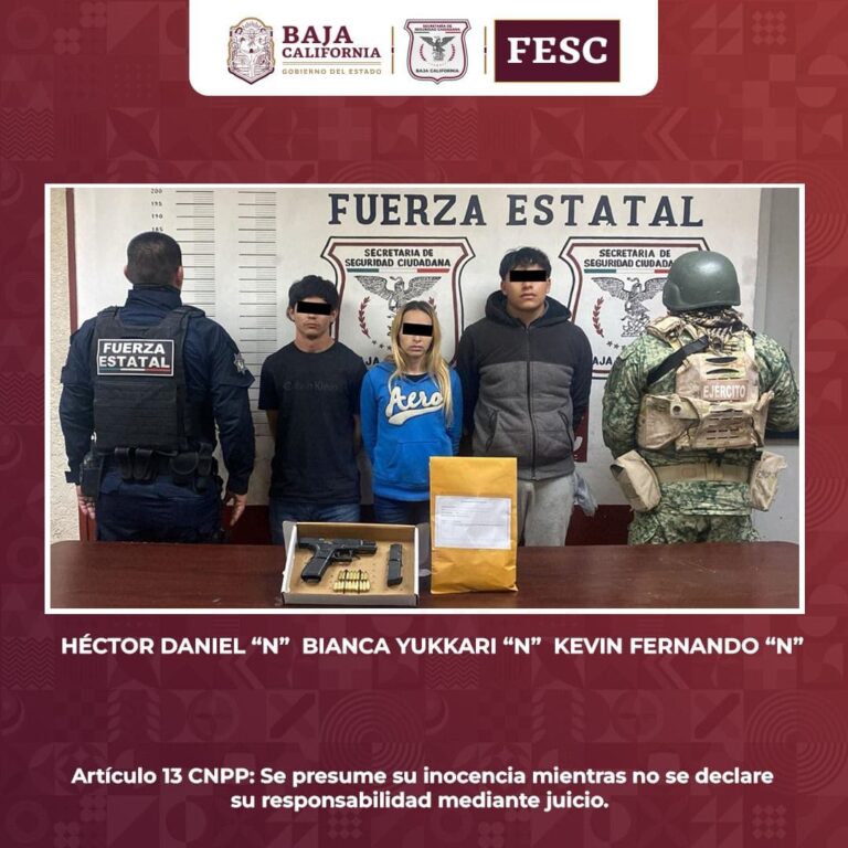 ASEGURAN FUERZA ESTATAL Y SEDENA ARMA Y METANFETAMINA; HAY TRES DETENIDOS