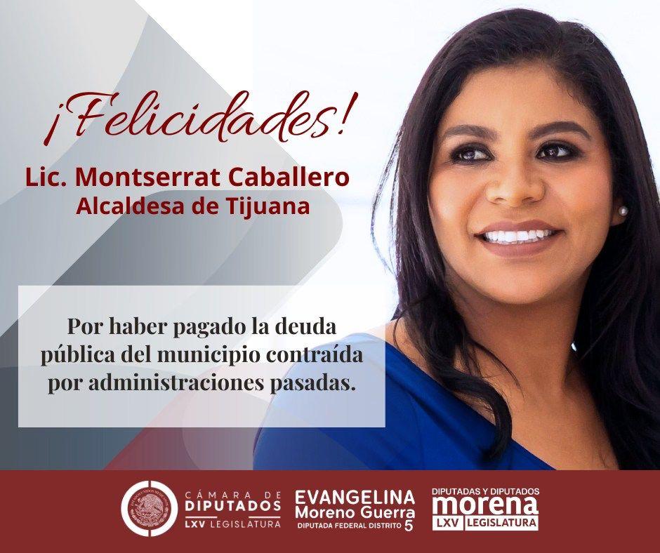 Felicita la diputada Evangelina Moreno a Monserrat Caballero por el pago de la deuda pública municipal