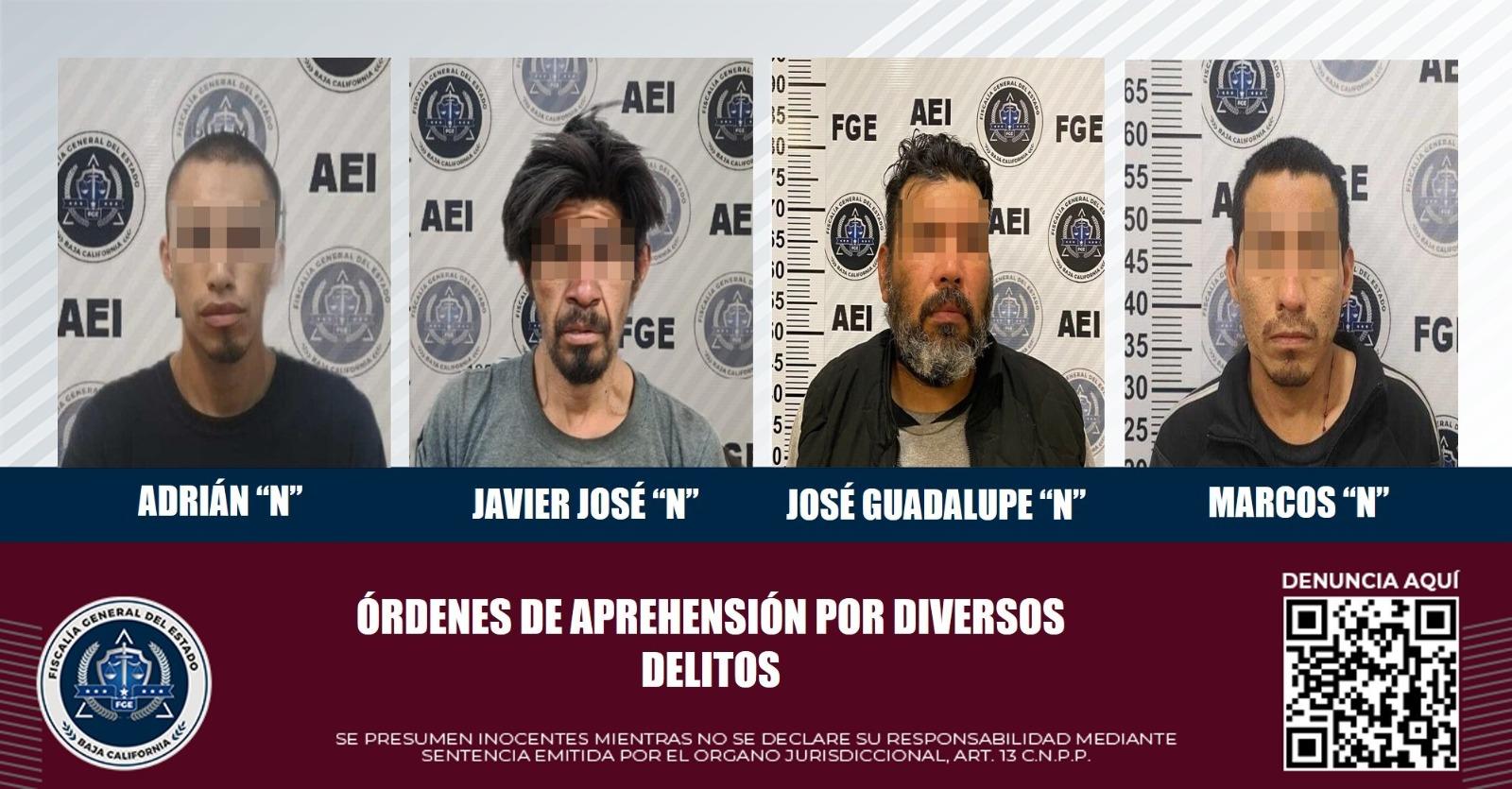 Aprehenden elementos de la FGE a cuatro prófugos de la justicia