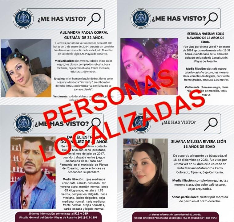 FGE localiza a cuatro personas reportadas como desaparecidas