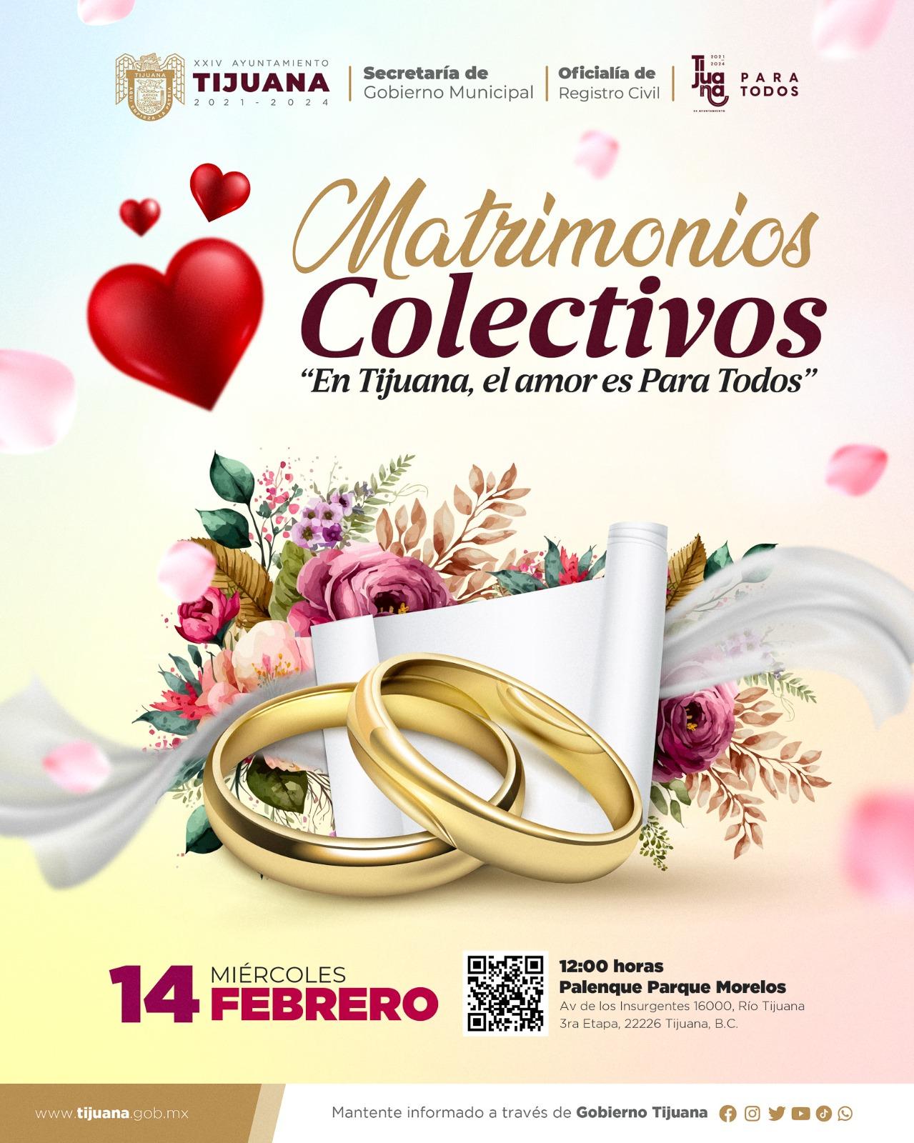 Ayuntamiento de Tijuana amplía plazo para formar parte de matrimonios colectivos