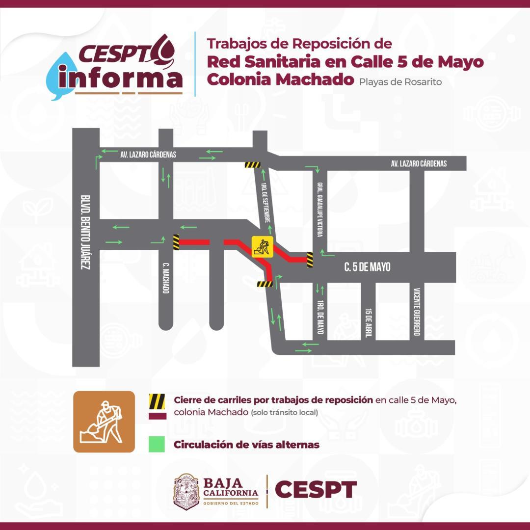 Por obras de rehabilitación CESPT ajustará circulación en la calle 5 de mayo de Playas de Rosarito