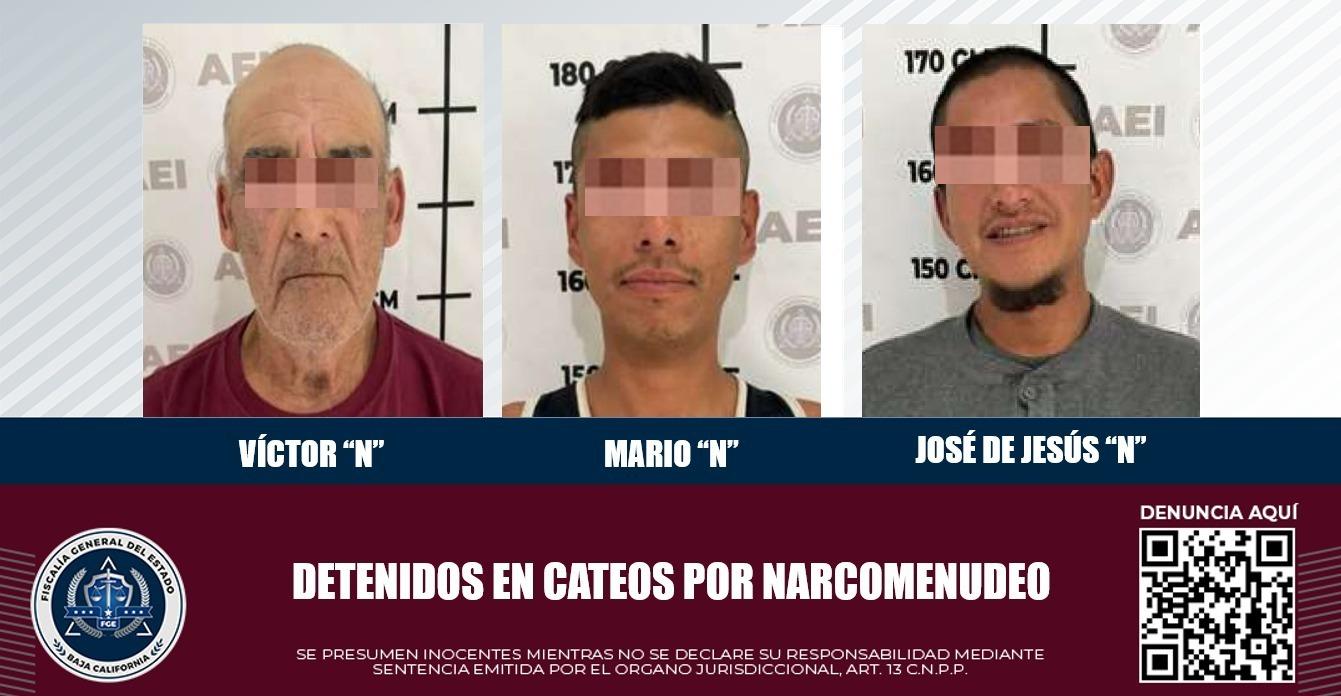 La Fiscalía General del Estado detiene a tres personas durante cateo por narcomenudeo