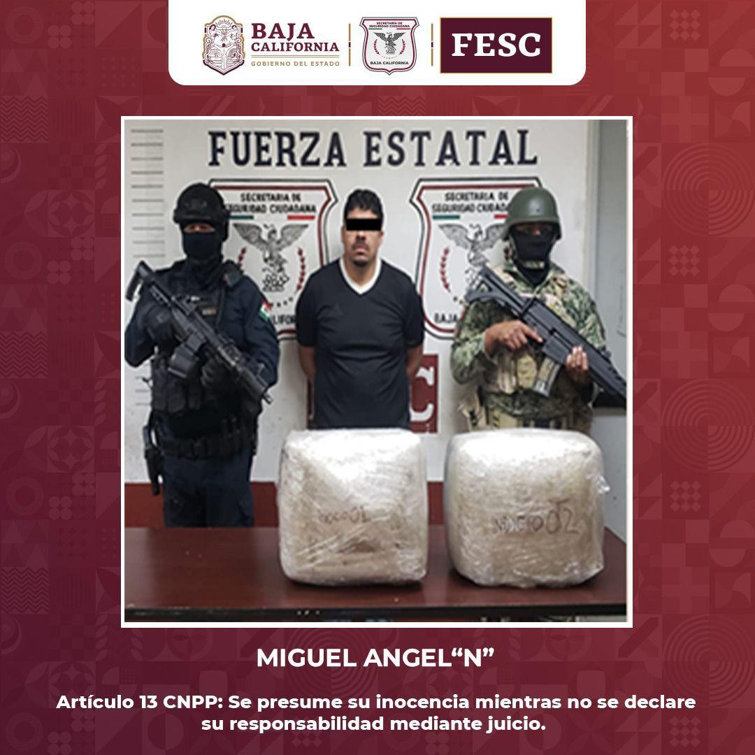 Aseguran Fuerza Estatal y SEDENA 20 kilos de marihuana en Mexicali; Hay un detenido
