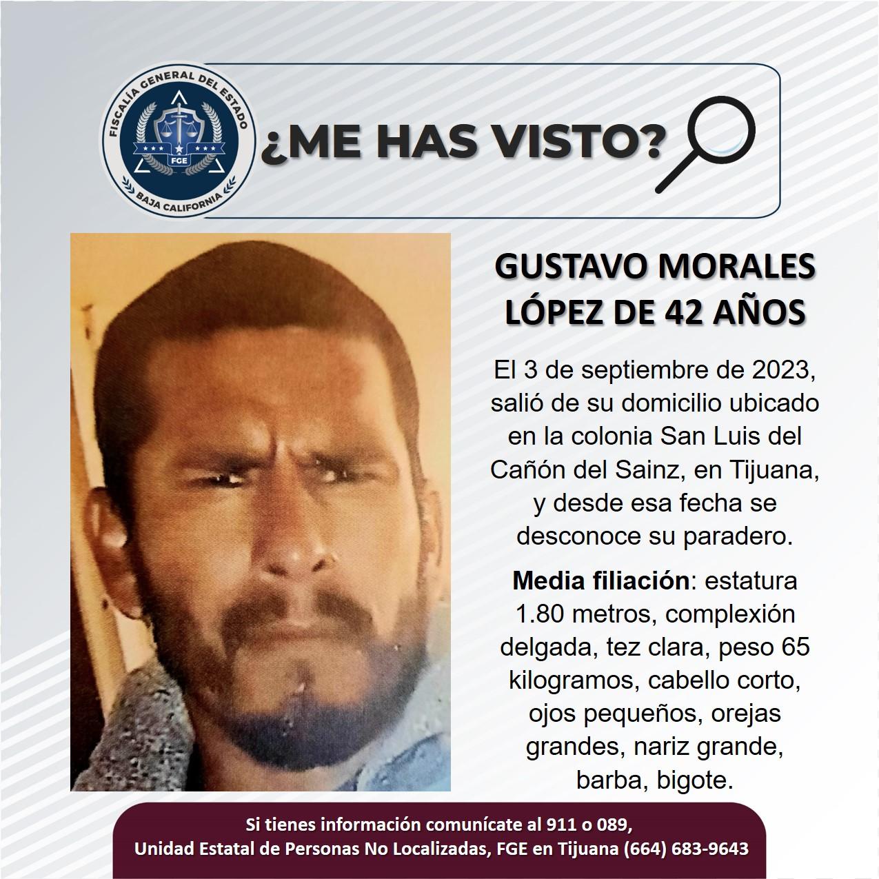 Servicio social: Se busca a Gustavo Morales López de 42 años de edad